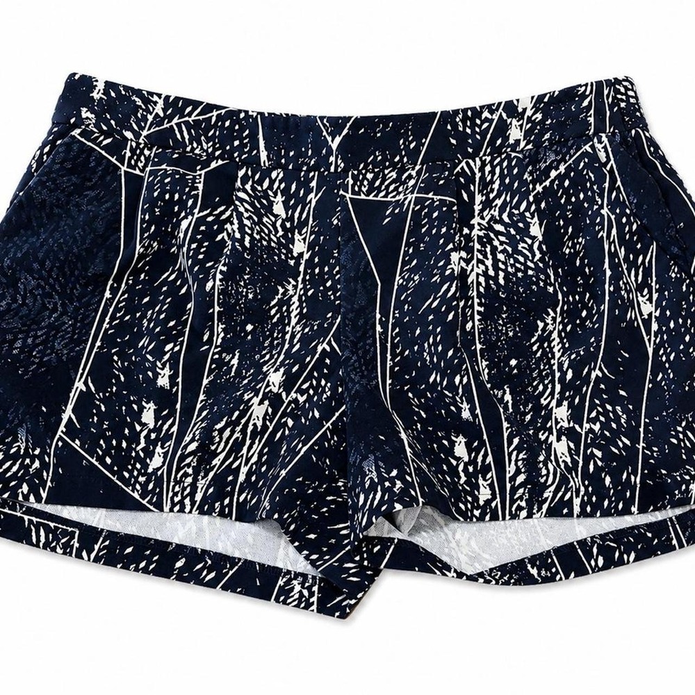 Mossimo Womens Navy White Abstract Print Athletic Shorts Elastic Waist Pockets M